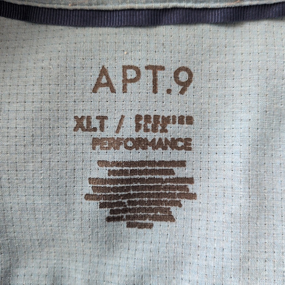Apt 9 Performance Button Down Men XLT Blue Premier Flex Tech Mesh Short Sleeve - Picture 6 of 8